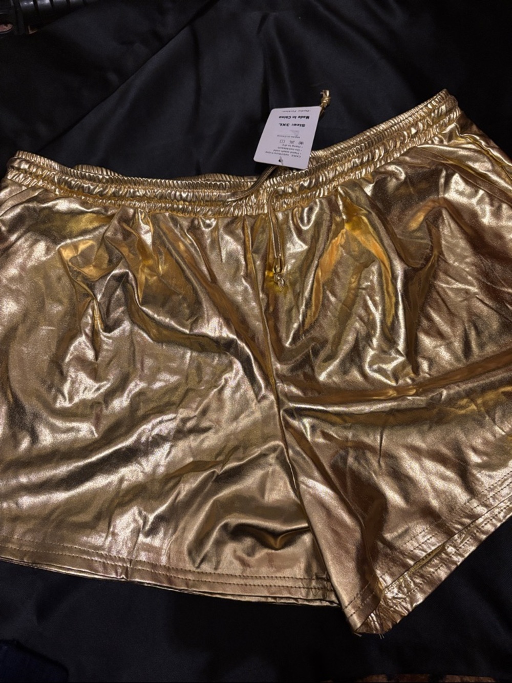 Metallic Gold Athletic Lounge Shorts with Drawstring